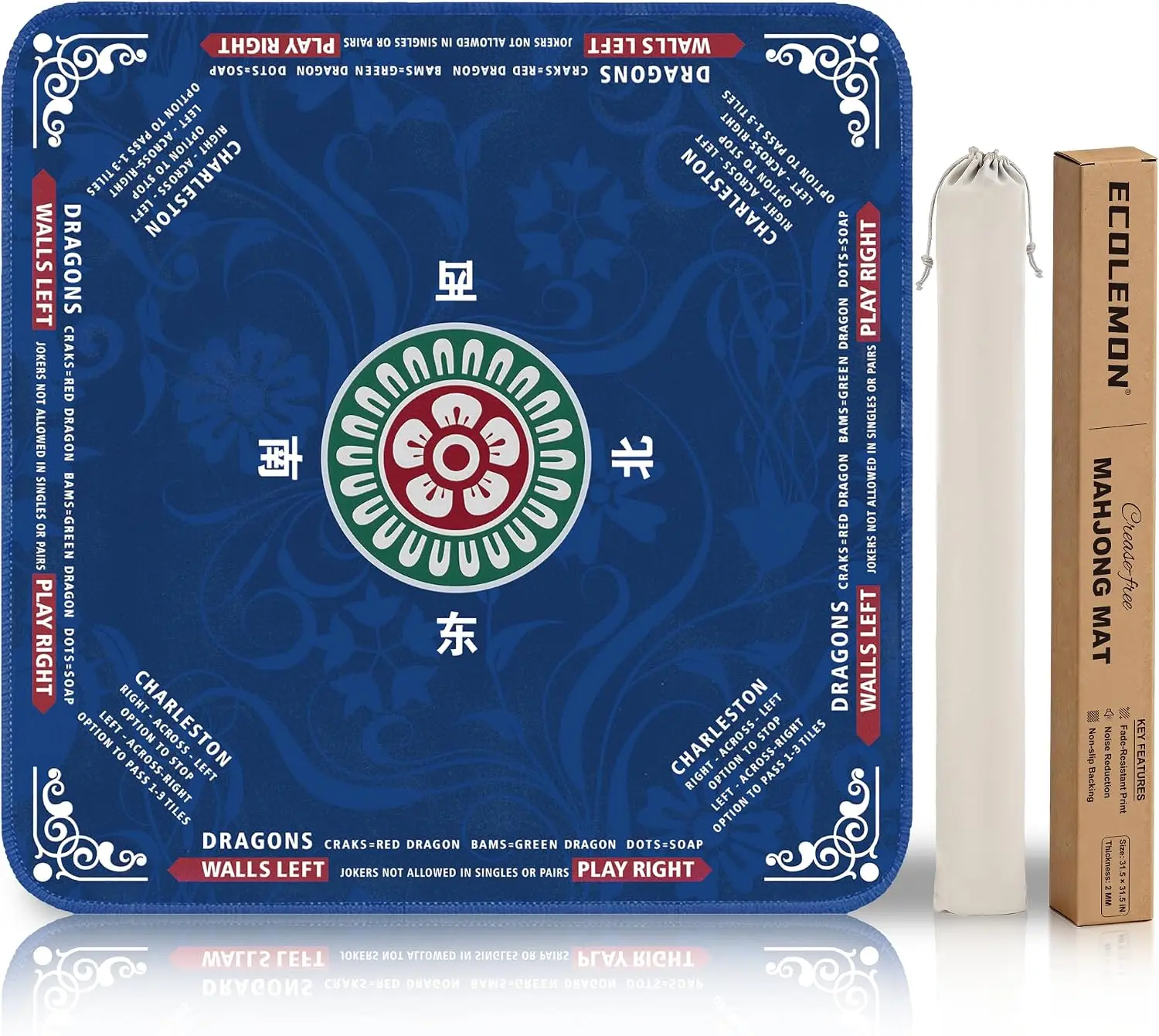 Crease-Free Mahjong Mat 31.5" Non-Slip Rubber Backing Noise-Reducing with Carrying Bag (Blue)
Crease-Free Mahjong Mat 31.5" Non-Slip Rubber Backing Noise-Reducing with Carrying Bag (Blue)