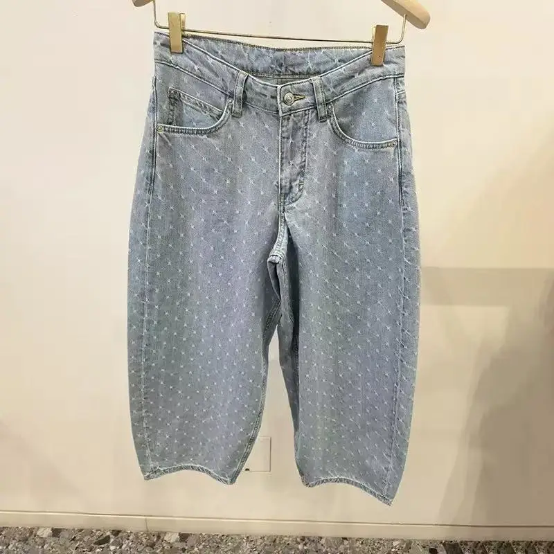 Spring New Women High Waist Ankle-Length Jeans Fashionable Small Texture Pattern Zipper Balloon Pants
Spring New Women High Waist Ankle-Length Jeans Fashionable Small Texture Pattern Zipper Balloon Pants