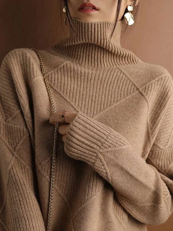 Loose Fit Women's Turtlene Sweater Diamond Pattern Lazy Sle Cleanfit Personali Long Sve Winter Warm Color
Loose Fit Women's Turtlene Sweater Diamond Pattern Lazy Sle Cleanfit Personali Long Sve Winter Warm Color