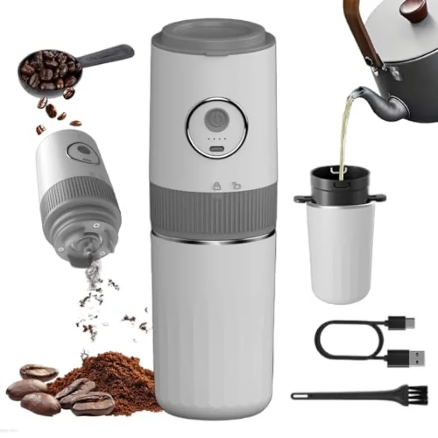 Portable Electric Coffee Grinder and Brewing Kit Rechargeable Conical Burr Coffee Grinder with Filter 32g Capacity and 320 ml C
Portable Electric Coffee Grinder and Brewing Kit Rechargeable Conical Burr Coffee Grinder with Filter 32g Capacity and 320 ml C