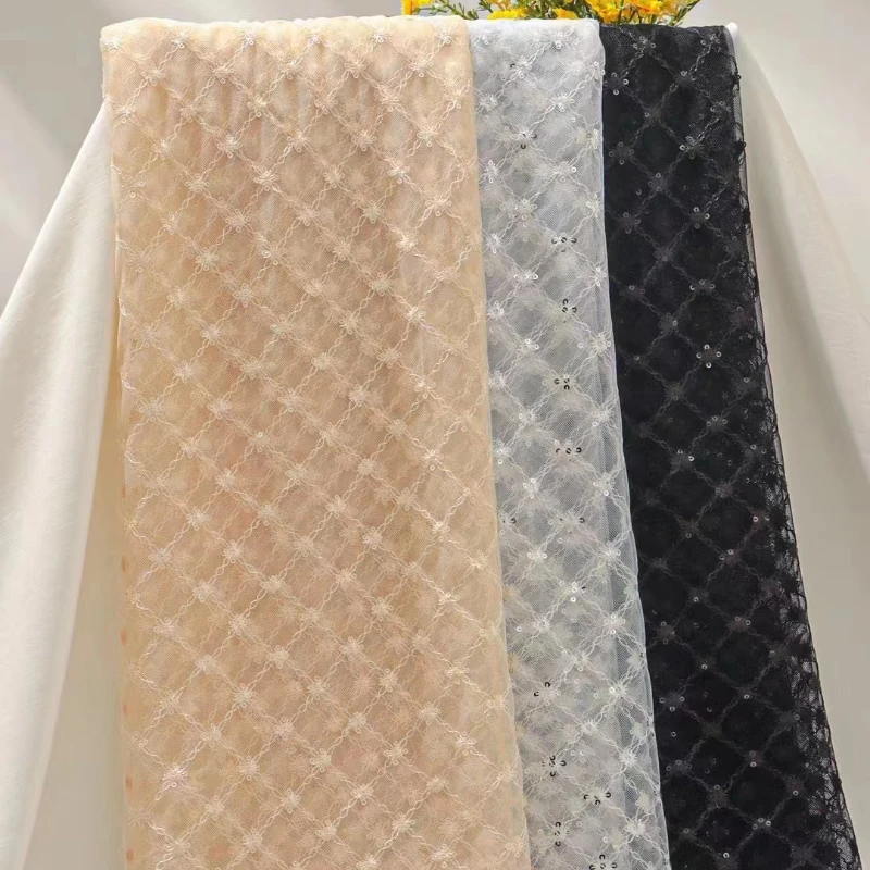 Mesh Rhombus Square Sequin Embroidery Lace Fabric DIY Wedding Dress Fabric Fashion Designer Fabric 1 Yard
Mesh Rhombus Square Sequin Embroidery Lace Fabric DIY Wedding Dress Fabric Fashion Designer Fabric 1 Yard