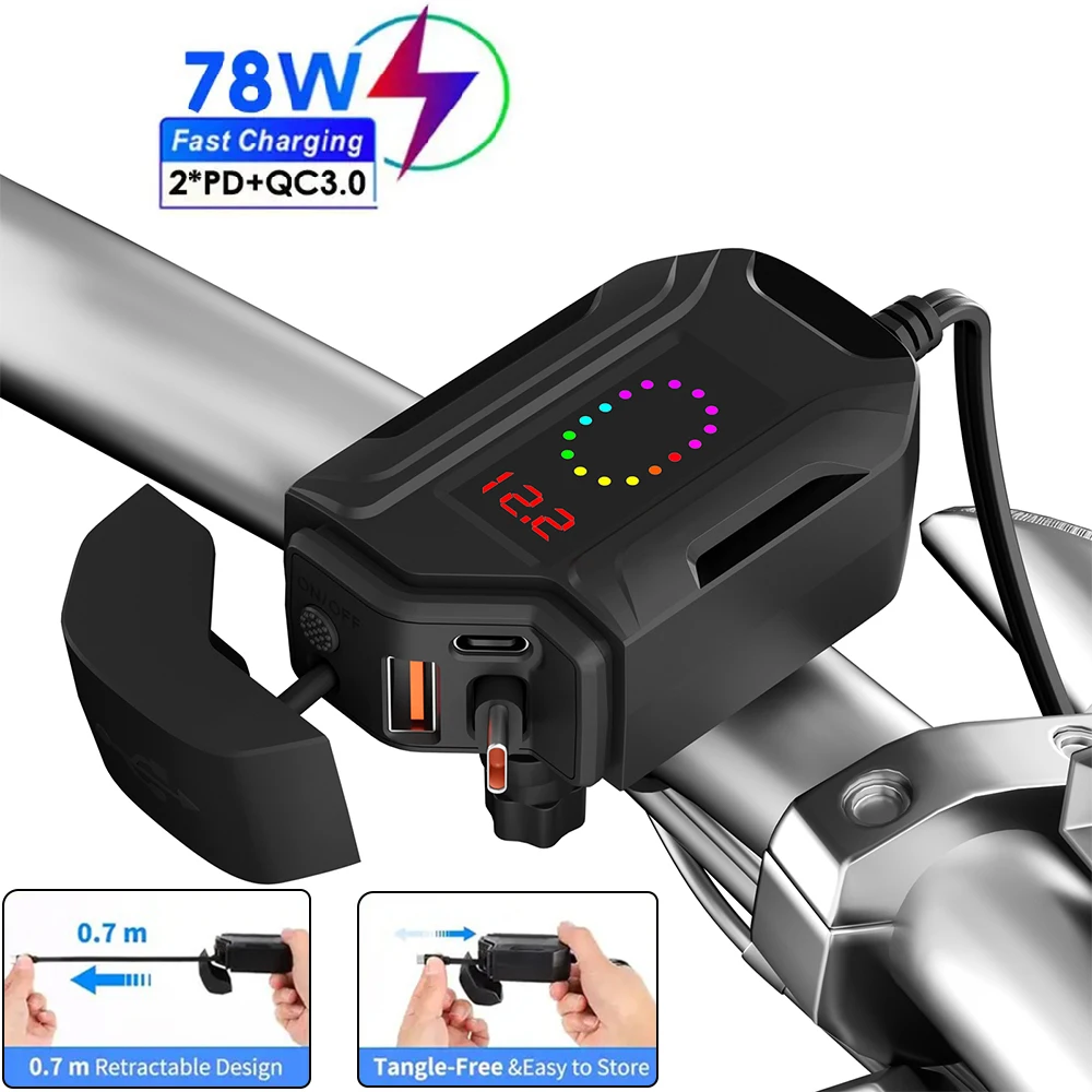 USB Type-C PD Fast Charger Waterproof Motorcycle Phone Charger Handlebar Mount Quick Charger Adapter with Voltmeter
USB Type-C PD Fast Charger Waterproof Motorcycle Phone Charger Handlebar Mount Quick Charger Adapter with Voltmeter