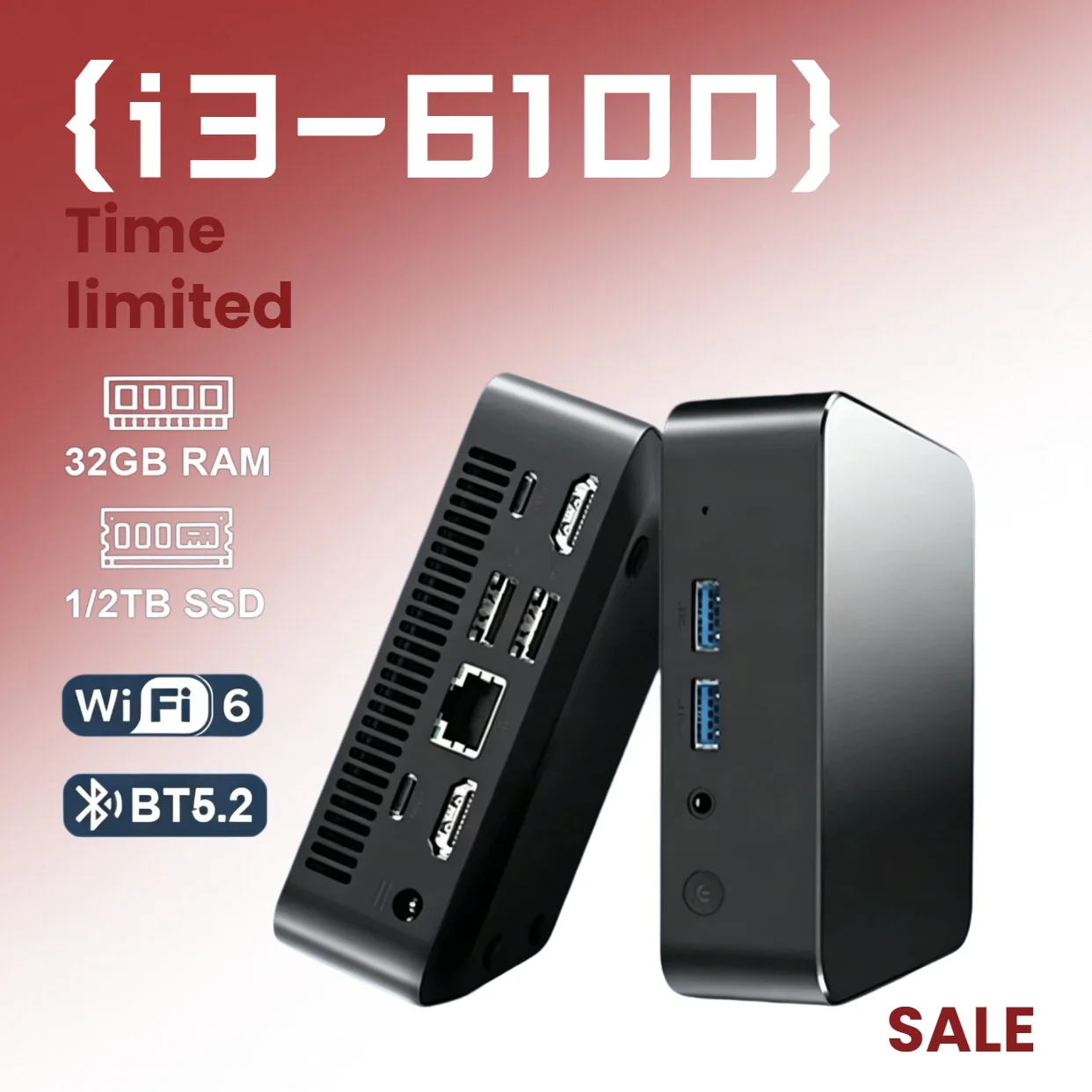 Intel Core i3 6100 MINI PC Hot Sale Windows 11 Pro 16GB RAM 1TB 2TB SSD WIFI 6 BT5.2 4K HD Mini Gaming Office Study Pc
Intel Core i3 6100 MINI PC Hot Sale Windows 11 Pro 16GB RAM 1TB 2TB SSD WIFI 6 BT5.2 4K HD Mini Gaming Office Study Pc