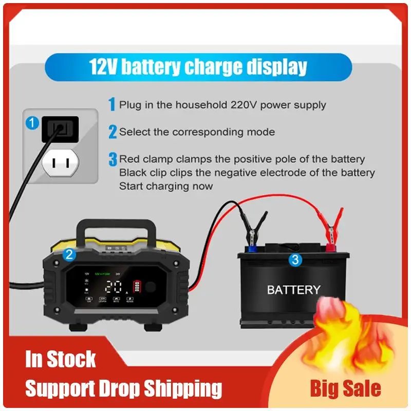 Fully Automatic Smart Charger Metal Battery Charger 12V24V For Battery Charging EU Plug
Fully Automatic Smart Charger Metal Battery Charger 12V24V For Battery Charging EU Plug