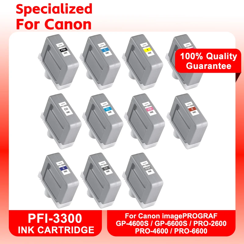 Для Canon PFI-3300 картридж с полным пигментным чернилом для Canon imagePROGRAF GP-4600S GP-6600S PRO-2600 PRO-4600 PRO-6600 330 мл 
Для Canon PFI-3300 картридж с полным пигментным чернилом для Canon imagePROGRAF GP-4600S GP-6600S PRO-2600 PRO-4600 PRO-6600 330 мл