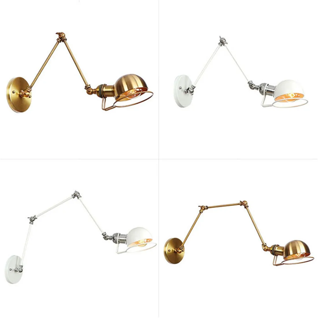 Vintage Adjustable White Brass Finish Wall Sconce Industrial Swing Arm E27 Wall Lamp Rotatable Arm Sconce Lighting Fixture
Vintage Adjustable White Brass Finish Wall Sconce Industrial Swing Arm E27 Wall Lamp Rotatable Arm Sconce Lighting Fixture