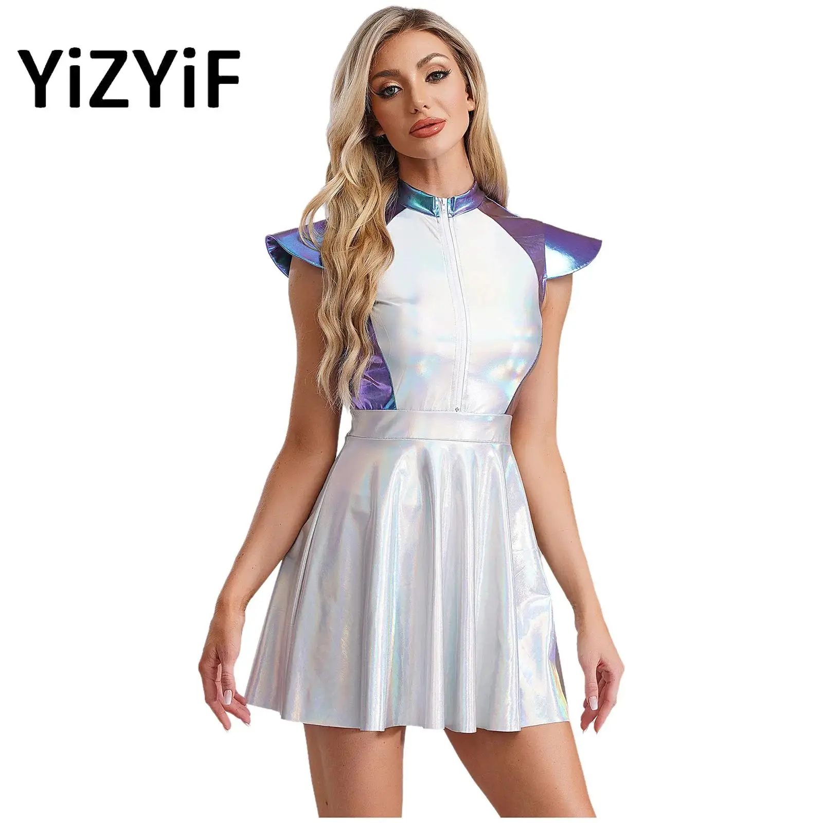 Women Alien Outer Cosplay Dress Halloween Space Cutie Costume Cap Sleeve A-line Dress Glittering Dress Up Party Costume
Women Alien Outer Cosplay Dress Halloween Space Cutie Costume Cap Sleeve A-line Dress Glittering Dress Up Party Costume