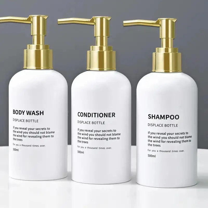 Refillable Shower Soap Bottles with Gold Pump Shampoo Conditioner Dispenser Set for Bathroom Decor Upgrade
Refillable Shower Soap Bottles with Gold Pump Shampoo Conditioner Dispenser Set for Bathroom Decor Upgrade
