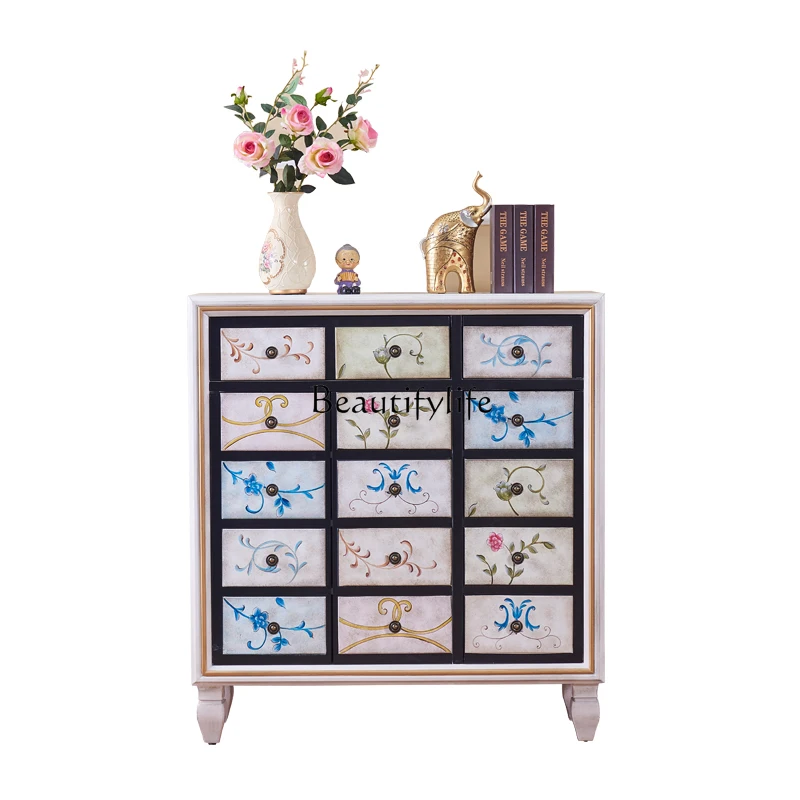 Painted bucket cabinet, retro solid wood shoe rack, storage cabinet at the door of the living room
Painted bucket cabinet, retro solid wood shoe rack, storage cabinet at the door of the living room