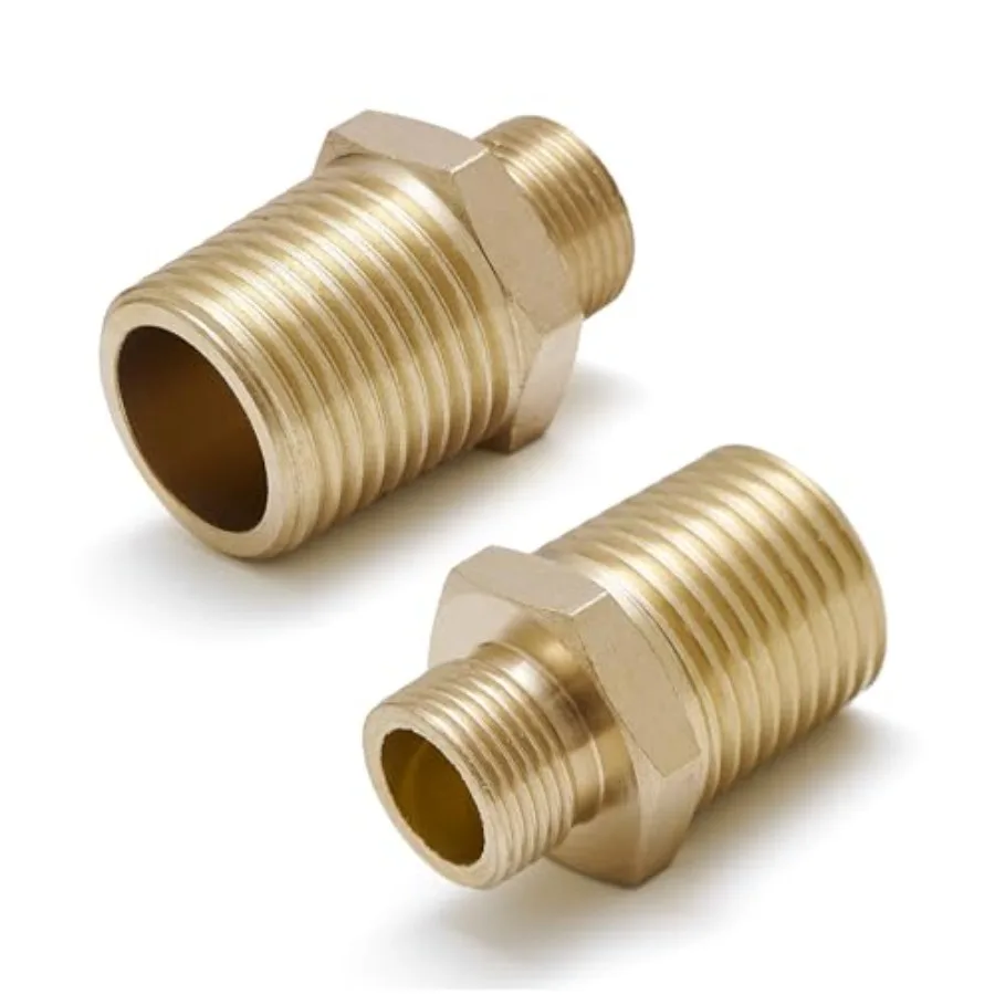 2 Pack Brass Pipe Fitting in G 3/8 Male to G 1/2 Male Reducer Adapter Faucet Supply Line RV Reducer Hex Nipple Adapter for Plum
2 Pack Brass Pipe Fitting in G 3/8 Male to G 1/2 Male Reducer Adapter Faucet Supply Line RV Reducer Hex Nipple Adapter for Plum