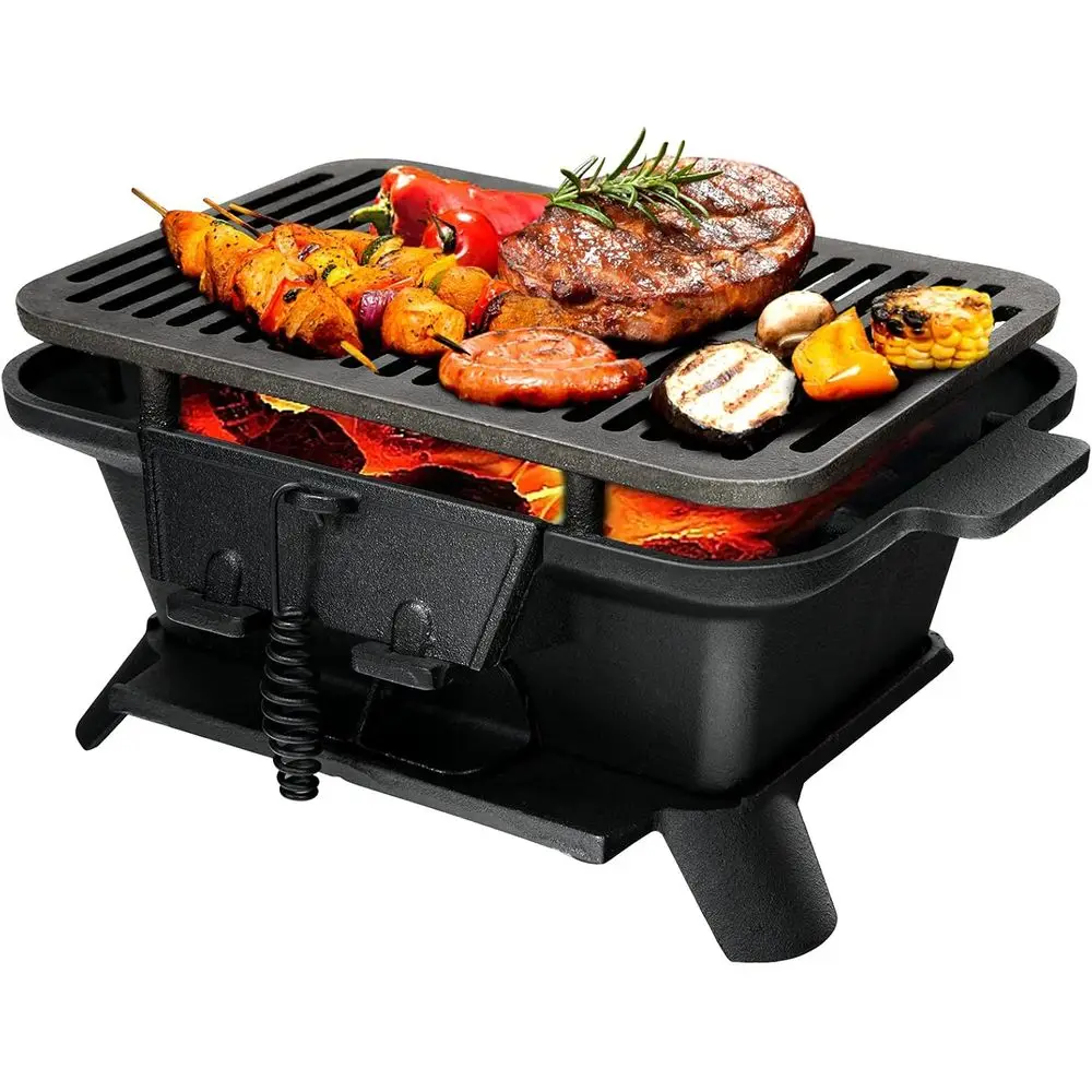 Portable Double-Sided Cast Iron Hibachi Grill with Adjustable Height and Airflow Control for Outdoor BBQs and Camping
Portable Double-Sided Cast Iron Hibachi Grill with Adjustable Height and Airflow Control for Outdoor BBQs and Camping
