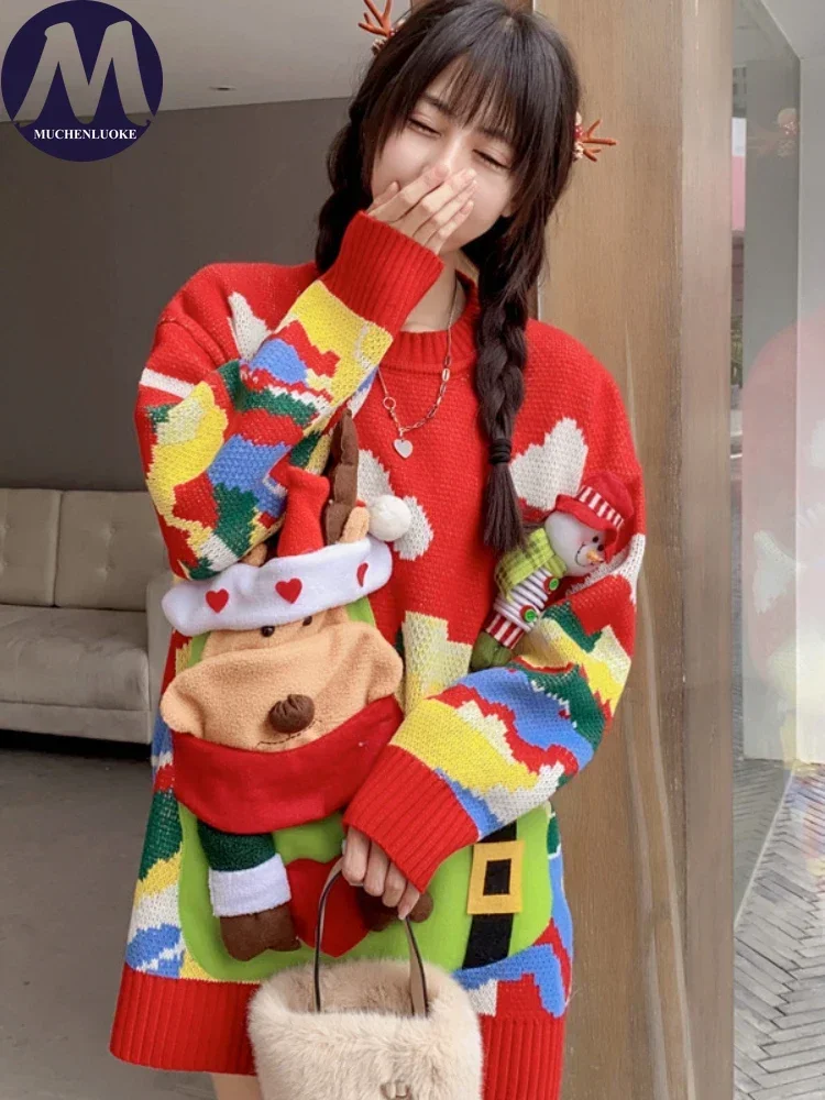 Women's Christmas Elk Snowman O Neck Knitted Sweater, Loose Pullovers, Casual Tops, Autumn and Winter Fashion, New
Women's Christmas Elk Snowman O Neck Knitted Sweater, Loose Pullovers, Casual Tops, Autumn and Winter Fashion, New