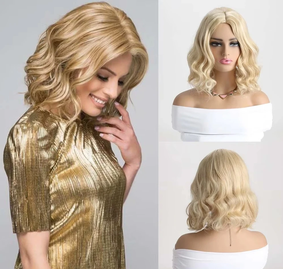 Short Wavy Soft Blonde Wigs with Bangs Synthetic Hair for Women Cosplay Daily Party Wigs High Temperature Fiber
Short Wavy Soft Blonde Wigs with Bangs Synthetic Hair for Women Cosplay Daily Party Wigs High Temperature Fiber