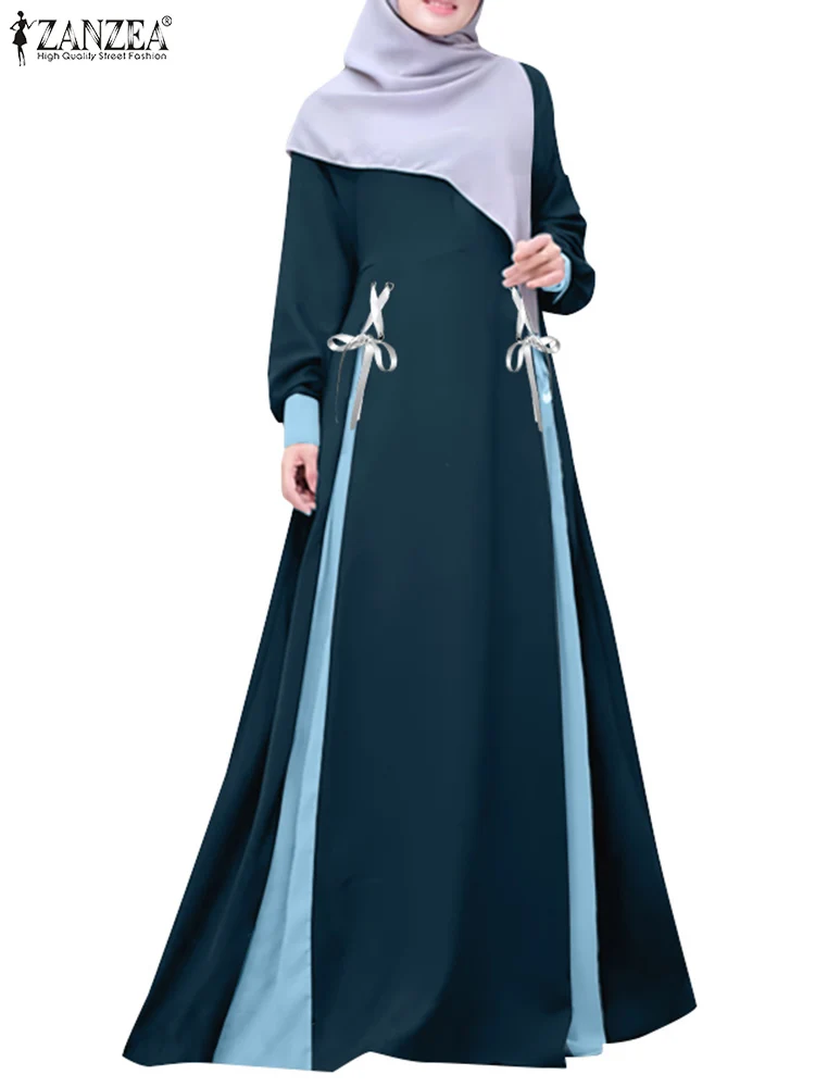 ZANZEA Women's Modest Eid Dresses Muslim Fashion Hijab O-Neck Long Sleeve Contrast-Color Patchwork Maxi Abaya Robes Elegant
ZANZEA Women's Modest Eid Dresses Muslim Fashion Hijab O-Neck Long Sleeve Contrast-Color Patchwork Maxi Abaya Robes Elegant