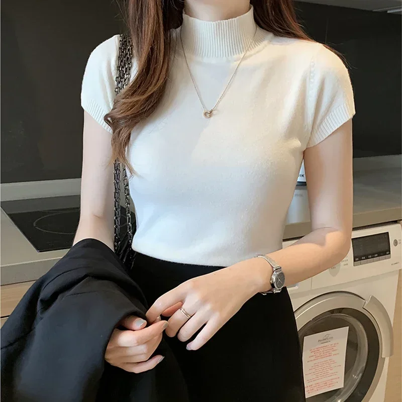 2025 New Summer Casual Knitted Women Tops Clothing Solid Slim Turtleneck Blouse Fashion Chic Korean Clothes 8622
2025 New Summer Casual Knitted Women Tops Clothing Solid Slim Turtleneck Blouse Fashion Chic Korean Clothes 8622