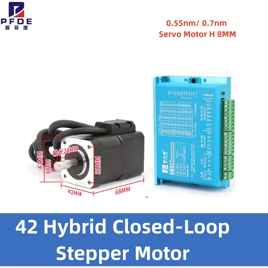 42 Hybrid Closed-Loop Stepper Motor 0.55nm 0.7nm Servo Motor H 8MM HBS57/ HB808C Driver 2-Phase Nema 17 with Alarm function
42 Hybrid Closed-Loop Stepper Motor 0.55nm 0.7nm Servo Motor H 8MM HBS57/ HB808C Driver 2-Phase Nema 17 with Alarm function