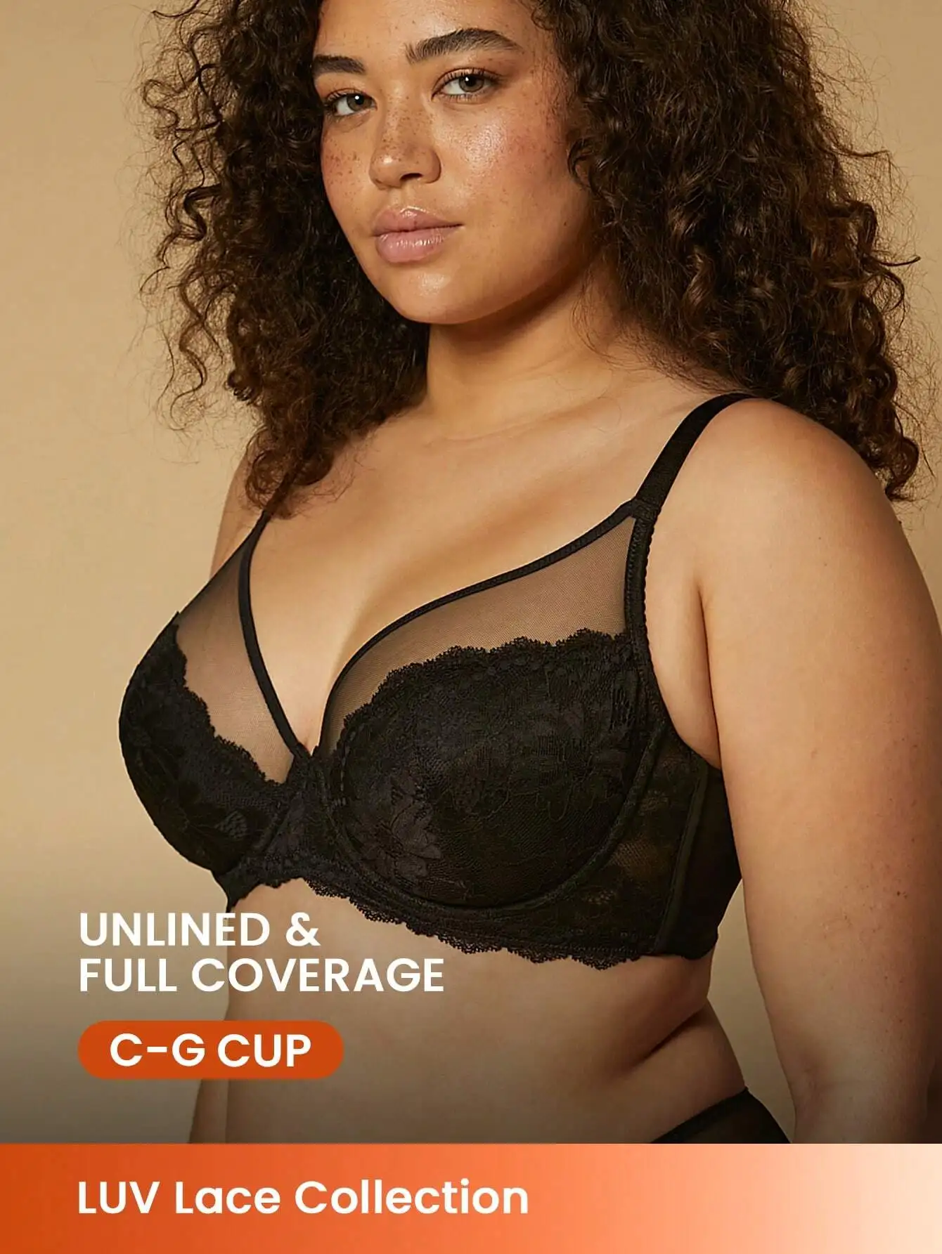 Черный кружевной бюстгальтер без подкладки с полной степенью покрытия и прозрачной сеткой, чашка C-G
Черный кружевной бюстгальтер без подкладки с полной степенью покрытия и прозрачной сеткой, чашка C-G