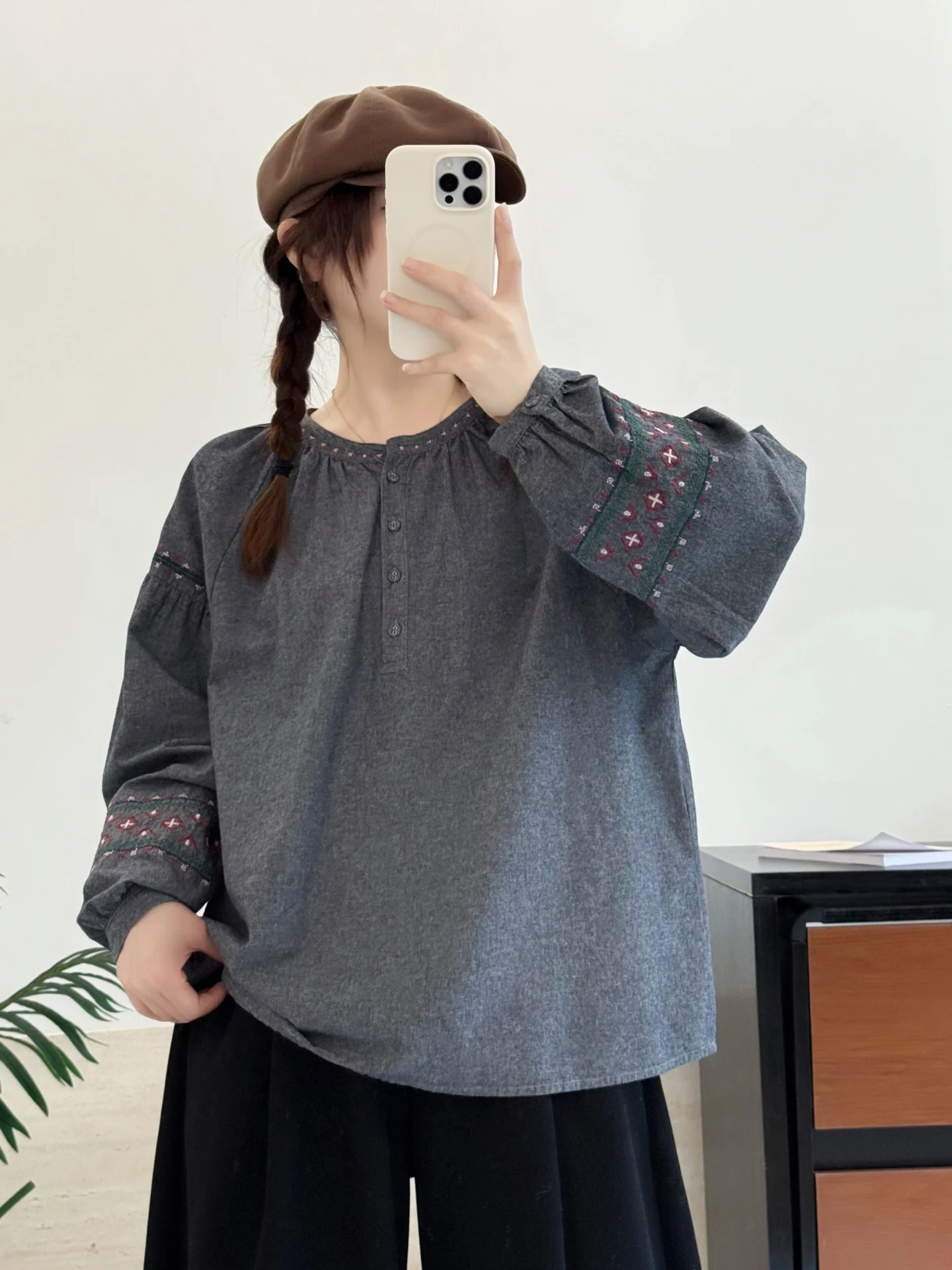 Retro Embroidered Loose Fit Long Sve irt f Button round Ne Cotton Pure Ethnic Sle Women's Comfortable Breathable ...
Retro Embroidered Loose Fit Long Sve irt f Button round Ne Cotton Pure Ethnic Sle Women's Comfortable Breathable ...