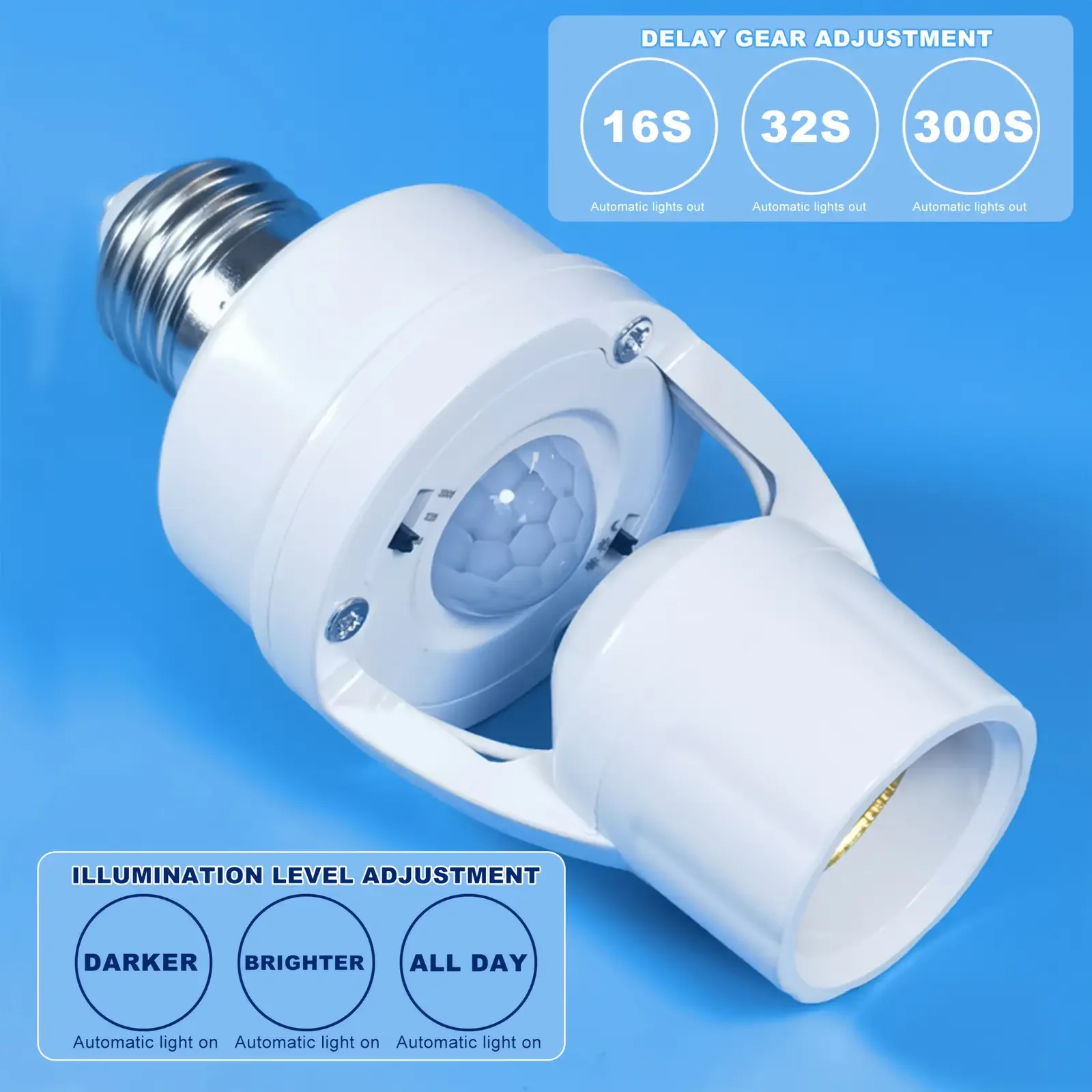 Smart E27 PIR Motion Sensor Light Switch 110V 220V Detector Base Lamp Holder Lux Time Delay Adjust Control Bulb Socket 1pc
Smart E27 PIR Motion Sensor Light Switch 110V 220V Detector Base Lamp Holder Lux Time Delay Adjust Control Bulb Socket 1pc