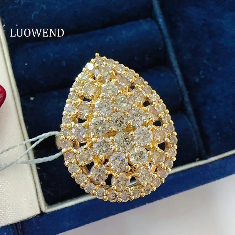 LUOWEND 100% 18K White/Yellow Gold Rings Luxury Shiny Design 2.0carat Real Natural Diamond Engagement Ring High Women's Jewelry
LUOWEND 100% 18K White/Yellow Gold Rings Luxury Shiny Design 2.0carat Real Natural Diamond Engagement Ring High Women's Jewelry