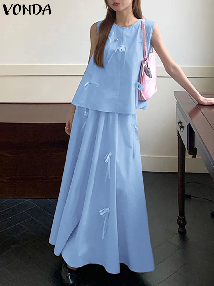 VONDA Women Sets 2025 Fashion Solid Color Dress Suits Elegant Sleeveless Party Tops Casual Loose Elastic Waist Long Dress
VONDA Women Sets 2025 Fashion Solid Color Dress Suits Elegant Sleeveless Party Tops Casual Loose Elastic Waist Long Dress