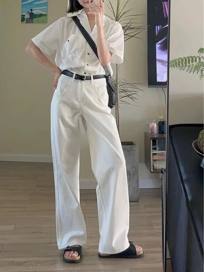 High Waist Straight Leg Casual Simple Jeans Women's Suitable for Pear aped Body plus Size Loose Small Stature Wide Leg Pants
High Waist Straight Leg Casual Simple Jeans Women's Suitable for Pear aped Body plus Size Loose Small Stature Wide Leg Pants