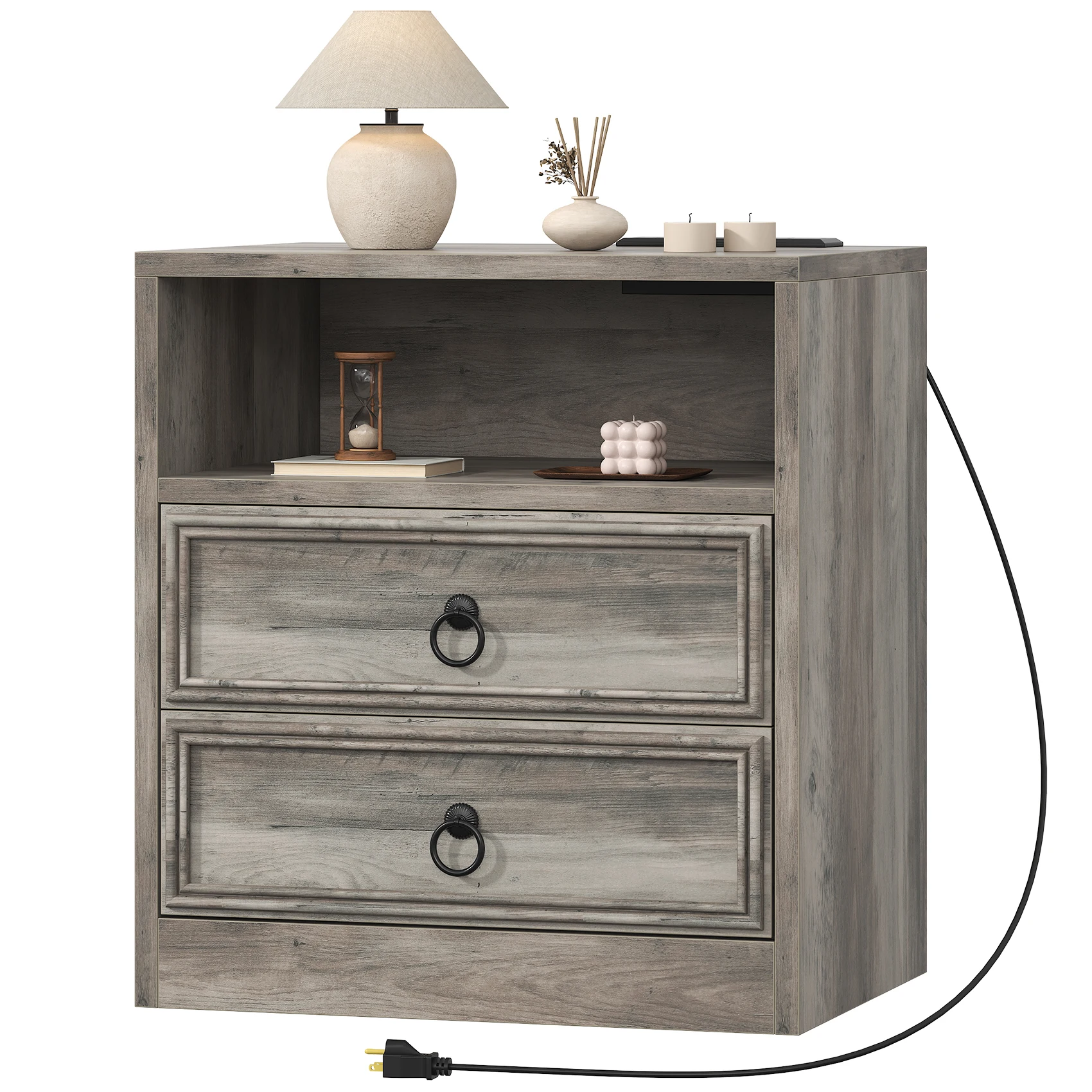Nightstand with 2 Drawers, 21.6"W Night Stand with Drawers for Bedroom, Bed Side Table and End Table with Charging Station
Nightstand with 2 Drawers, 21.6"W Night Stand with Drawers for Bedroom, Bed Side Table and End Table with Charging Station