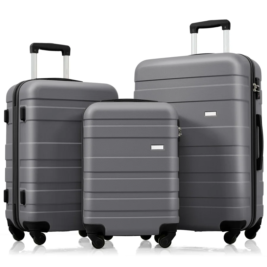 Luggage Sets for Travel: ABS Hardshell, Grey, Lightweight Durable 3pcs Hardside Spinner Suitcase Set with TSA Lock and Smooth W
Luggage Sets for Travel: ABS Hardshell, Grey, Lightweight Durable 3pcs Hardside Spinner Suitcase Set with TSA Lock and Smooth W