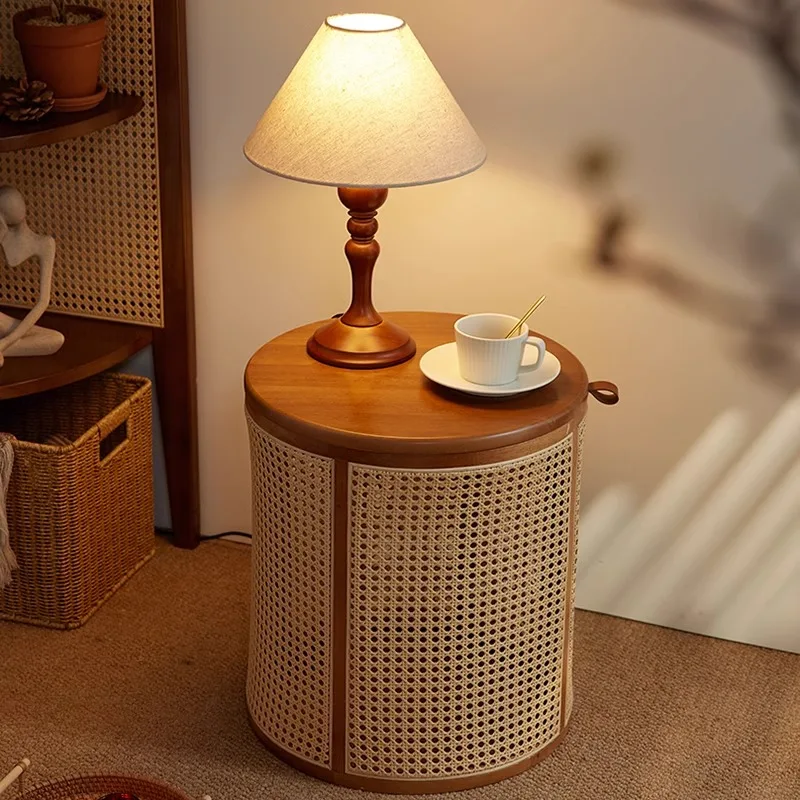 Wabi-Sabi Rattan Side Table Solid Wood Movable Coffee Cabinet Vintage Round Sofa Storage Table Compact Corner Organizer
Wabi-Sabi Rattan Side Table Solid Wood Movable Coffee Cabinet Vintage Round Sofa Storage Table Compact Corner Organizer