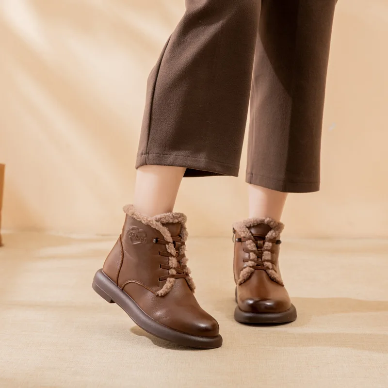 Cow Leather Women Winter Boots Handmade Retro Women Flat Non-slip Boots Genuine Leather ladies Winter Shoes
Cow Leather Women Winter Boots Handmade Retro Women Flat Non-slip Boots Genuine Leather ladies Winter Shoes
