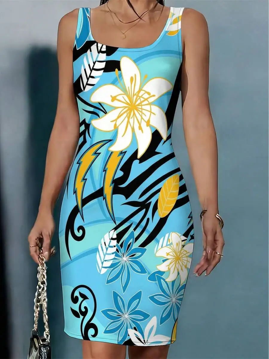 Tropical Flower Print Round Neck Sleeveless Bodycon Tank Dress Women Summer Beach Party Wear
Tropical Flower Print Round Neck Sleeveless Bodycon Tank Dress Women Summer Beach Party Wear