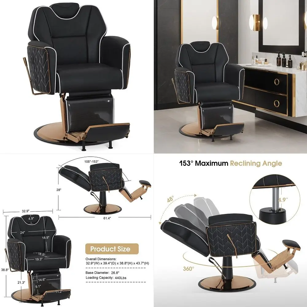 Classic Barber Chair, Both Sides Hand Levers for LeftHanded Users, All Purpose Hydraulic Reclining Salon Chair of Hair Stylist,
Classic Barber Chair, Both Sides Hand Levers for LeftHanded Users, All Purpose Hydraulic Reclining Salon Chair of Hair Stylist,