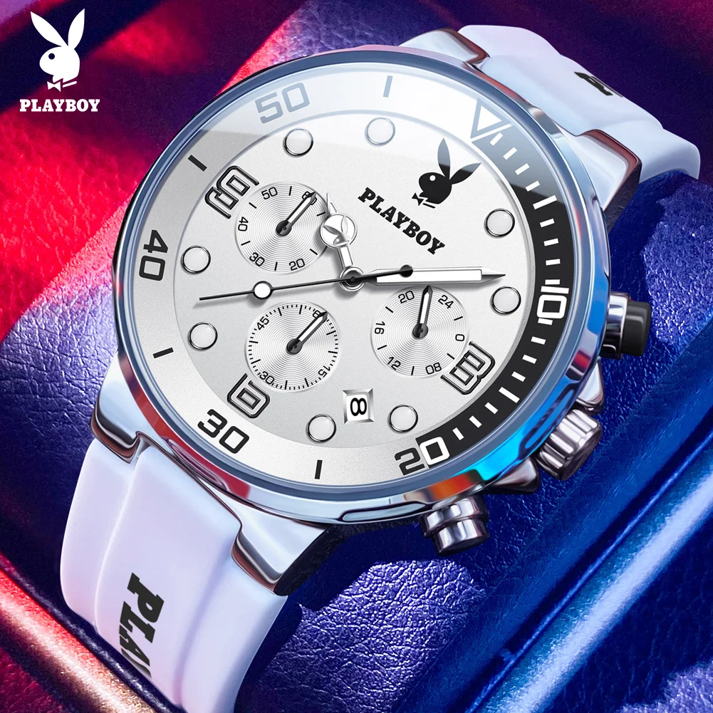 PLAYBOY Men's Watches Fashion Silicone Strap Chronograph Waterproof Calendar Luminous Man Watch Original Quartz Wristwatch 3036
PLAYBOY Men's Watches Fashion Silicone Strap Chronograph Waterproof Calendar Luminous Man Watch Original Quartz Wristwatch 3036