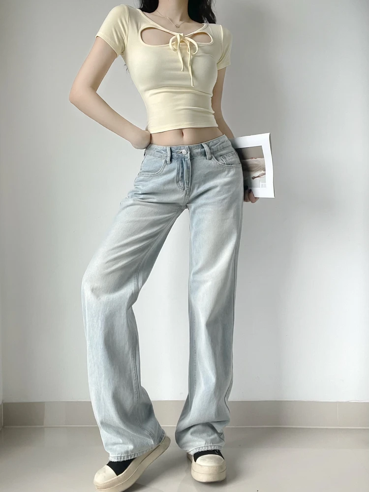 Retro High Waist Wide Leg Jeans Women's Spring Autumn Light Color Versatile Loose Fit Slimming Floor-Length Straight Cut Pants
Retro High Waist Wide Leg Jeans Women's Spring Autumn Light Color Versatile Loose Fit Slimming Floor-Length Straight Cut Pants