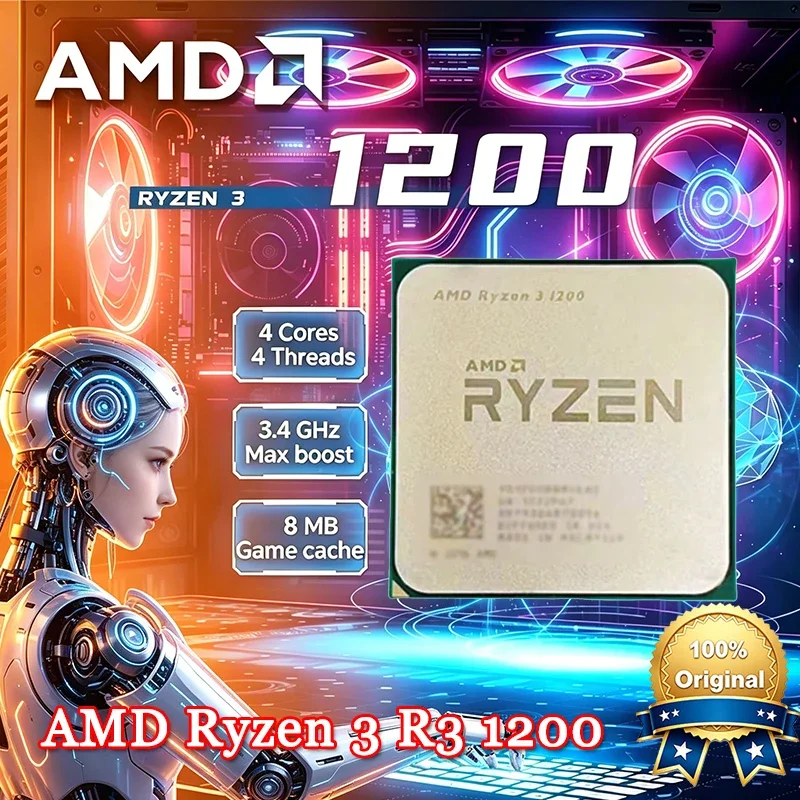 AMD Ryzen 3 1200 AMD R3 1200 CPU 4-Core 4-Thread 3.4 GHz Unlocked Desktop Processor Socket AM4 Gaming CPU Without Package
AMD Ryzen 3 1200 AMD R3 1200 CPU 4-Core 4-Thread 3.4 GHz Unlocked Desktop Processor Socket AM4 Gaming CPU Without Package