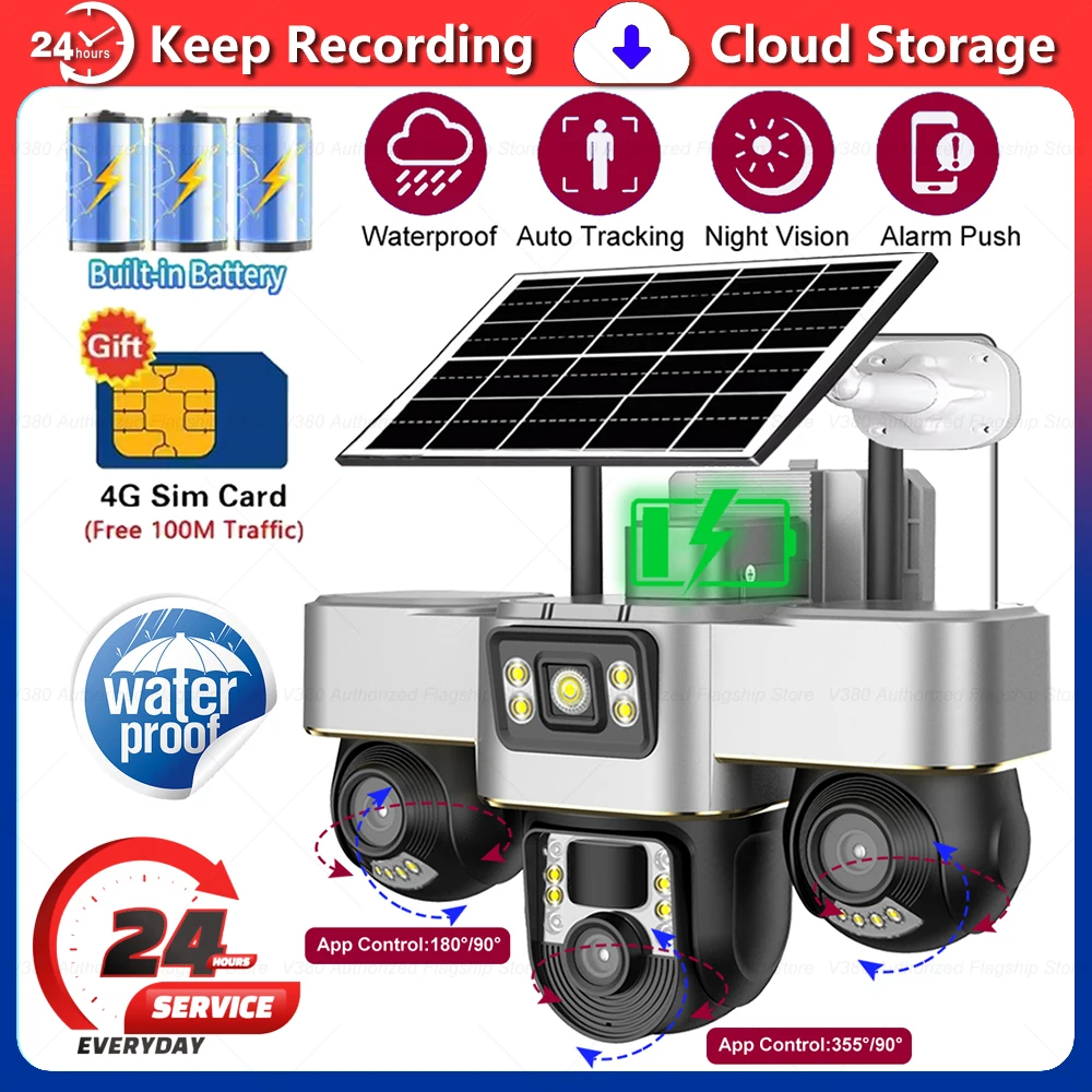 4G Солнечная камера с 3 PTZ, на солнечной энергии, с дистанционным управлением, поворотная, для видеонаблюдения, уличная, водонепроницаемая, для безопасности
4G Солнечная камера с 3 PTZ, на солнечной энергии, с дистанционным управлением, поворотная, для видеонаблюдения, уличная, водонепроницаемая, для безопасности
