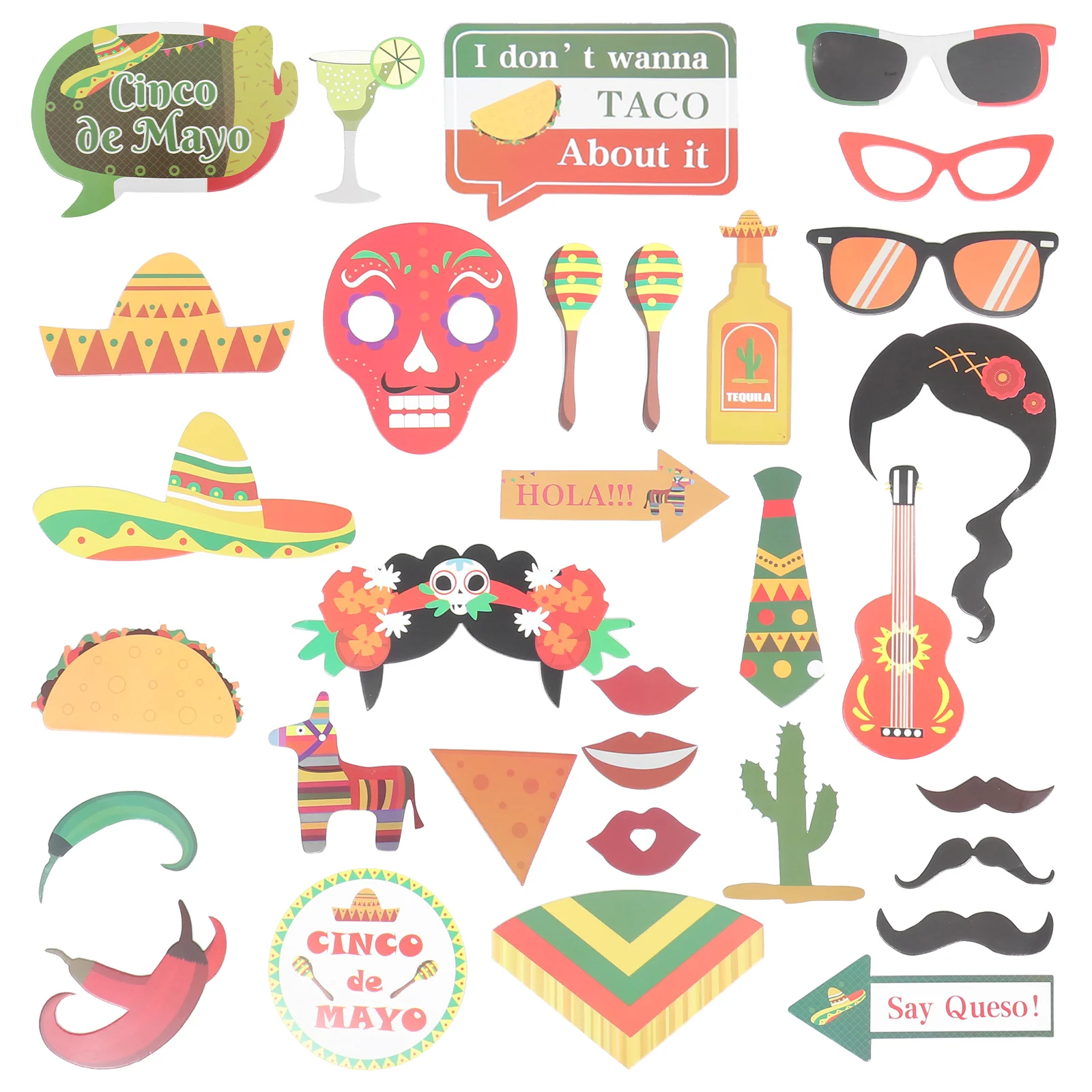 29 pcs Photo Booth Props Cinco de Mayo Party Supplies Thick Cardboard Glasses Hats Taco Decorations Wedding Valentines
29 pcs Photo Booth Props Cinco de Mayo Party Supplies Thick Cardboard Glasses Hats Taco Decorations Wedding Valentines