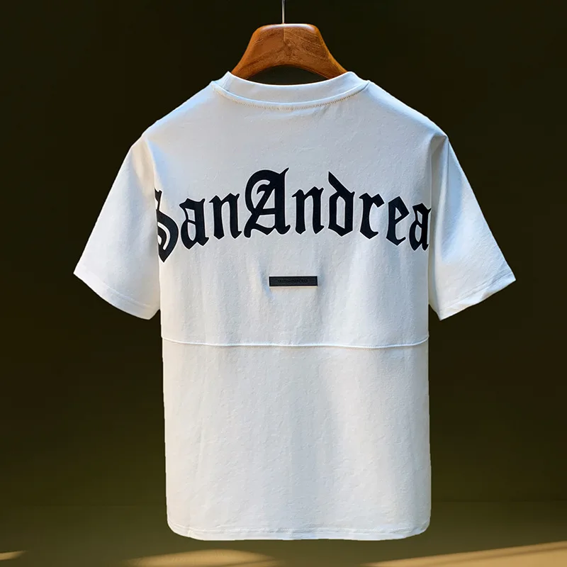 Summer new letter printed short sleeved T-shirt for men, high-density heavy-duty loose top, casual street men's clothing
Summer new letter printed short sleeved T-shirt for men, high-density heavy-duty loose top, casual street men's clothing