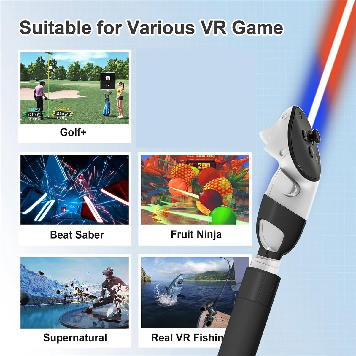 AM-For 3 VR Extension Handle Controller Lightsaber Handles Extension Grips for Quest 3 VR Accessories-Black
AM-For 3 VR Extension Handle Controller Lightsaber Handles Extension Grips for Quest 3 VR Accessories-Black