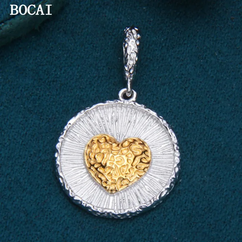 BOCAI S925 Pure Silver Irregular Gold And Silver Contrasting Color Lava Pattern Heart-shaped Round Pendant Women's Gift
BOCAI S925 Pure Silver Irregular Gold And Silver Contrasting Color Lava Pattern Heart-shaped Round Pendant Women's Gift