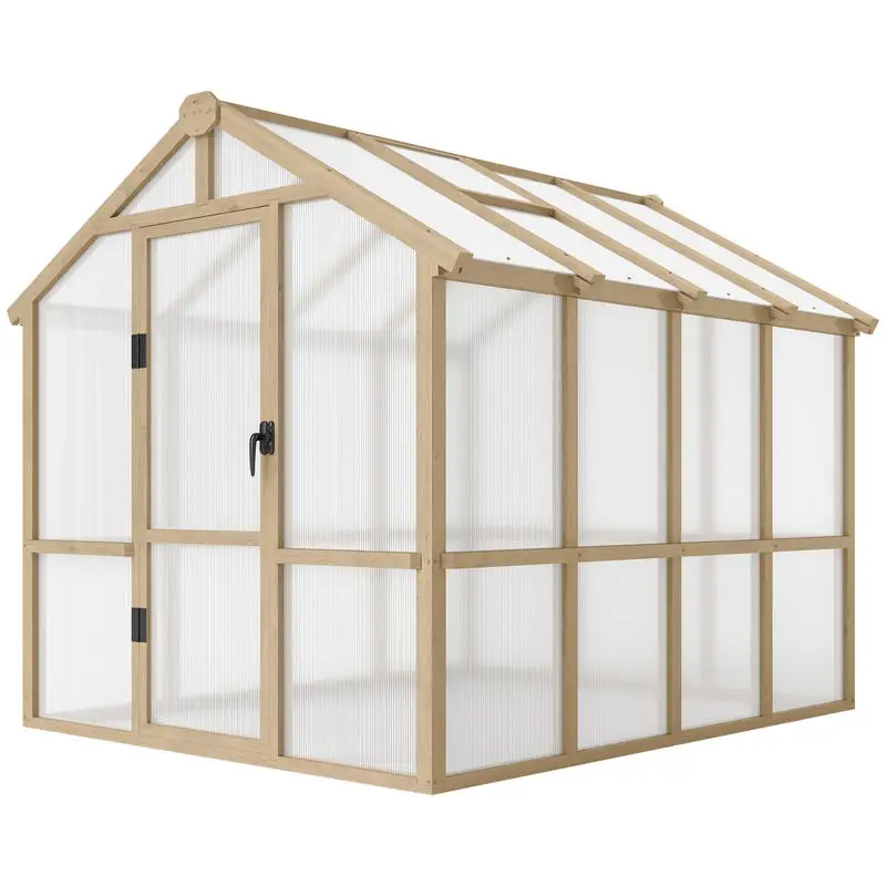 Outsunny 6.6 x 8 ft. Polycarbonate Greenhouse Wooden Walk-in Greenhouse Kit with Thickened Panels, Roof Vent, and Lockable Door
Outsunny 6.6 x 8 ft. Polycarbonate Greenhouse Wooden Walk-in Greenhouse Kit with Thickened Panels, Roof Vent, and Lockable Door