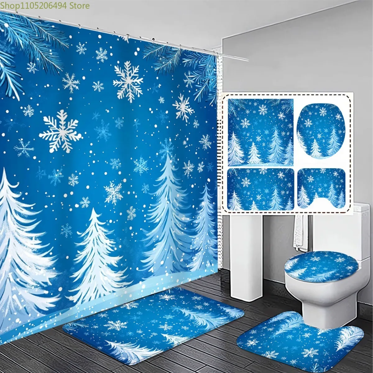 1/3/4 шт. синий набор декора для ванной комнаты со снежинкой и сосной с нескользящим ковриком для ванной и занавеской для душа
1/3/4 шт. синий набор декора для ванной комнаты со снежинкой и сосной с нескользящим ковриком для ванной и занавеской для душа