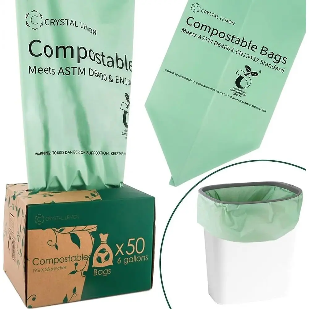 50 Pack 6 Gallon Biodegradable Kitchen Waste Bags - Heavy Duty Compostable Trash Bags for Scraps and Yard Waste
50 Pack 6 Gallon Biodegradable Kitchen Waste Bags - Heavy Duty Compostable Trash Bags for Scraps and Yard Waste