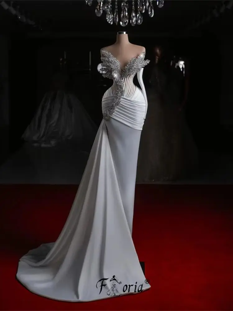 Elegant Beaded Mermaid Wedding Dresses Silver Crystal Applique 3D Dubai Woman Long Sleeve Bridal Dress Customized Robe De Mariee
Elegant Beaded Mermaid Wedding Dresses Silver Crystal Applique 3D Dubai Woman Long Sleeve Bridal Dress Customized Robe De Mariee