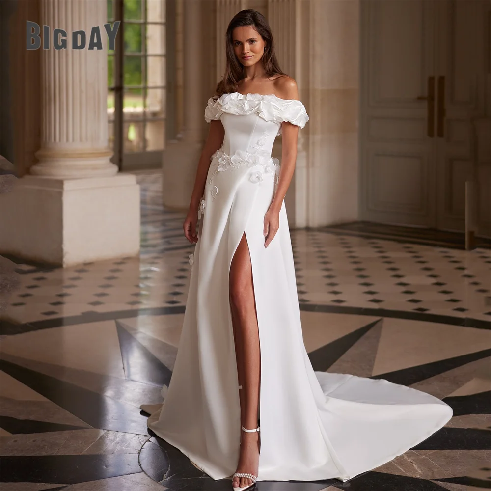 BIGDAY Off The Shoulder A-Line Flowers Wedding Dress Women 2025 Pleat Split Open Back Bridal Gown Vestidos De Noiva Customized
BIGDAY Off The Shoulder A-Line Flowers Wedding Dress Women 2025 Pleat Split Open Back Bridal Gown Vestidos De Noiva Customized