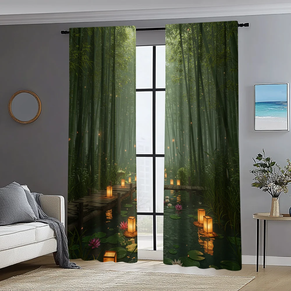 2pc, Window Drapes A bamboo grove and lotus pond scene Fabric,Without Electricity Spring Party & Holiday Decor Use for
2pc, Window Drapes A bamboo grove and lotus pond scene Fabric,Without Electricity Spring Party & Holiday Decor Use for