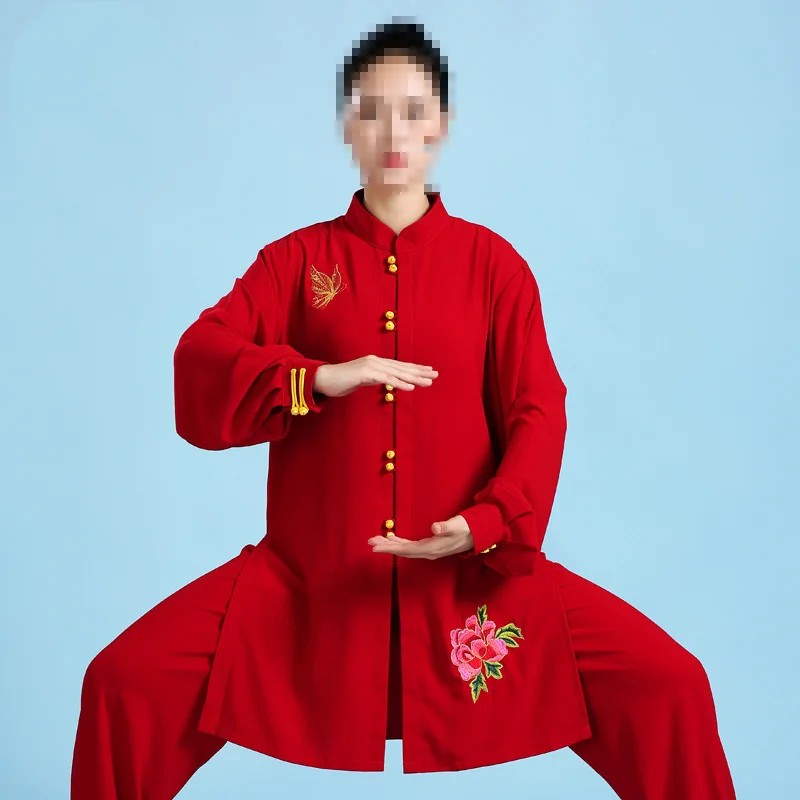 Taiji Dress Female Festive Bright Red Stretch Hemp Sports Training Dress Embroidery Peony Martial Arts Performance Dress Wushu
Taiji Dress Female Festive Bright Red Stretch Hemp Sports Training Dress Embroidery Peony Martial Arts Performance Dress Wushu