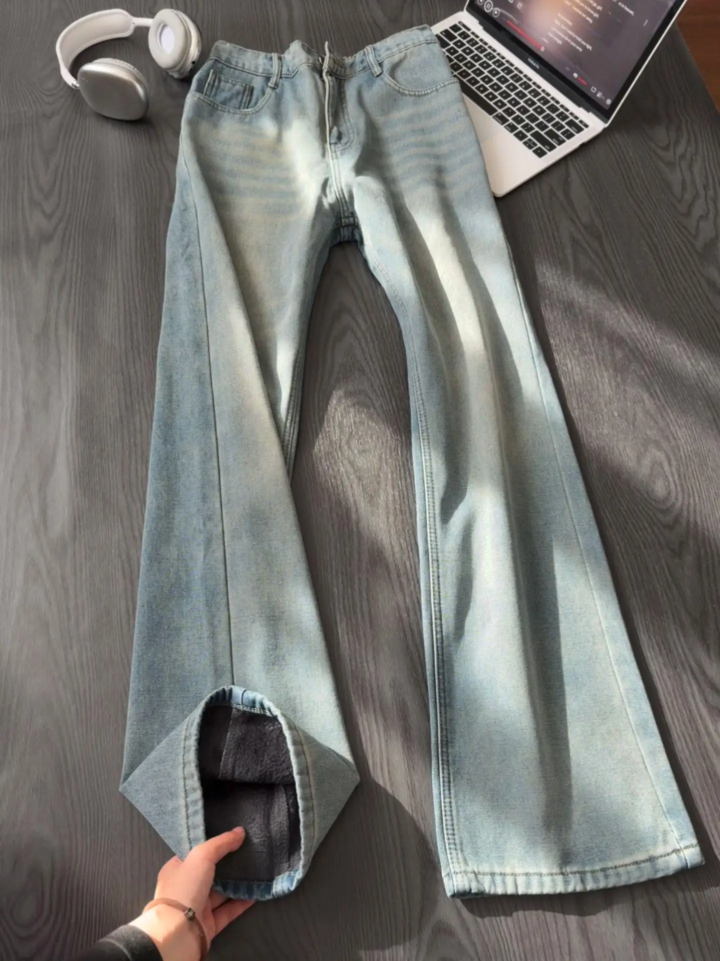 Retro American Blue Waed Fce Lined Men's Jeans Winter Warm Straight Leg Micro Flared Knife Street Sle Trousers
Retro American Blue Waed Fce Lined Men's Jeans Winter Warm Straight Leg Micro Flared Knife Street Sle Trousers