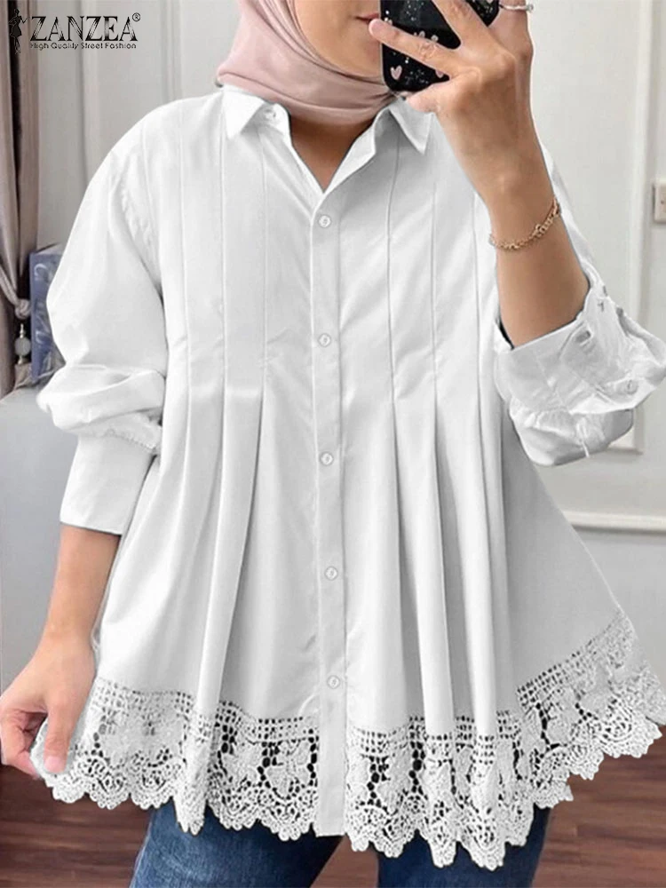 2025 ZANZEA Muslim Blouses Turkey Abaya Women Elegant Long Sleeve Solid Work Blouse Casual Lace Patchwork Tops IsIamic Clothing
2025 ZANZEA Muslim Blouses Turkey Abaya Women Elegant Long Sleeve Solid Work Blouse Casual Lace Patchwork Tops IsIamic Clothing