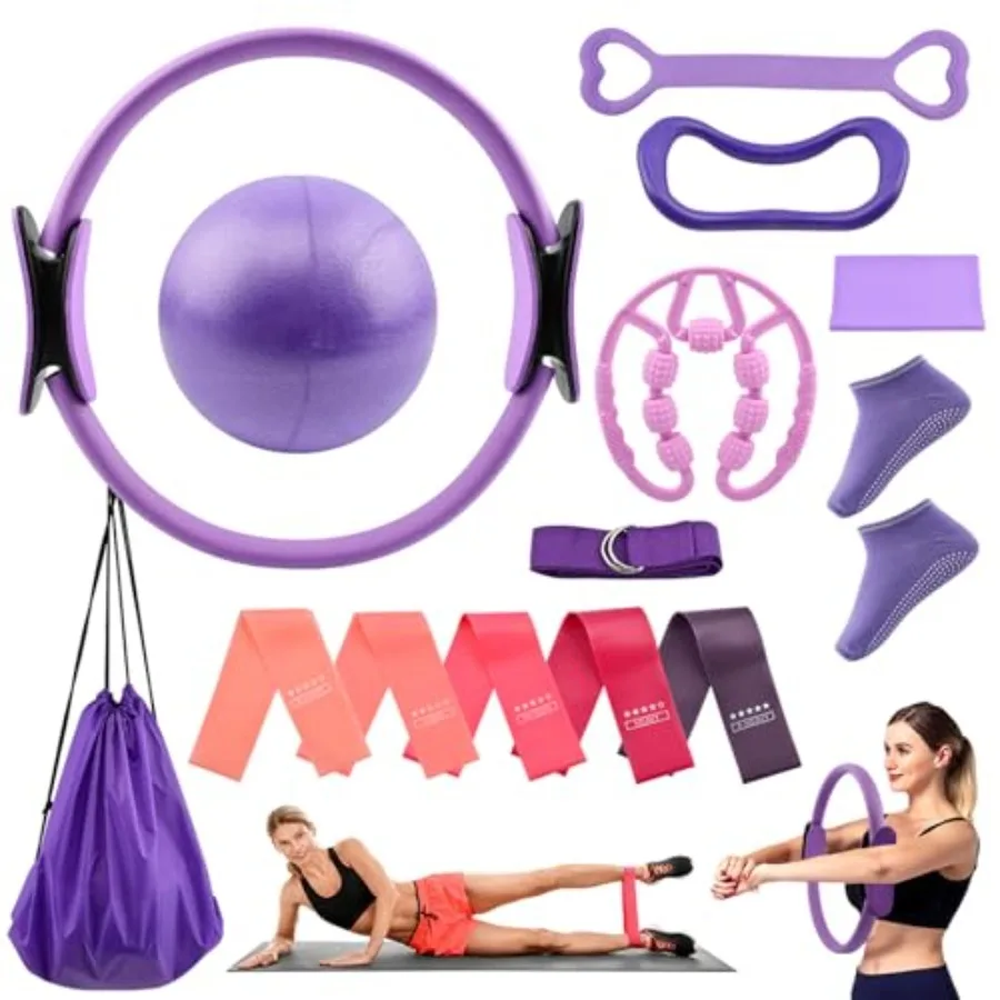 Pilates Essentials Kit for Women, 14 Pcs Home Workout Equipment with Pilates Circle Ball Ring Set Resistance Bands and Anti Sli
Pilates Essentials Kit for Women, 14 Pcs Home Workout Equipment with Pilates Circle Ball Ring Set Resistance Bands and Anti Sli
